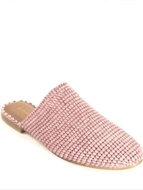 NEW! BAND OF THE FREE Skate Pink Breathable Raffia Flat Slide On Mules 6.